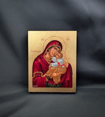 Писана грецька ікона Божої Матері Глікофілуса 9 &times; 11,5 см M 346 фото