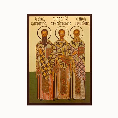 Икона Василий Великий, Иоанн Златоуст и Григорий Богослов 10 Х 14 см L 762 фото