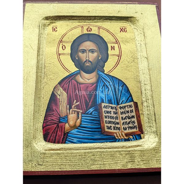 Писаная греческая икона Иисуса Христа Спасителя 13,5 &times; 16,5 см M 114 A фото