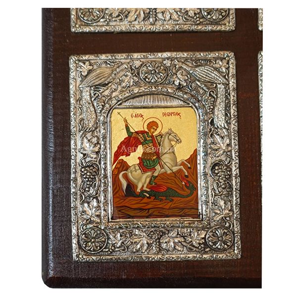 Деревянный домашний иконостас из 4 писаных икон в серебре 28 х 36,5 см E 57 фото