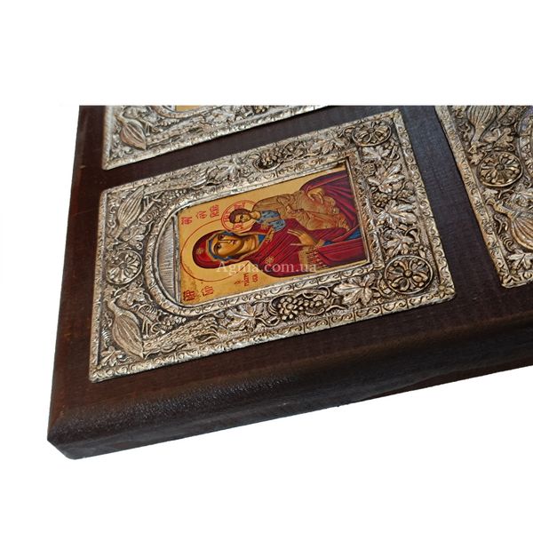 Деревянный домашний иконостас из 4 писаных икон в серебре 28 х 36,5 см E 57 фото