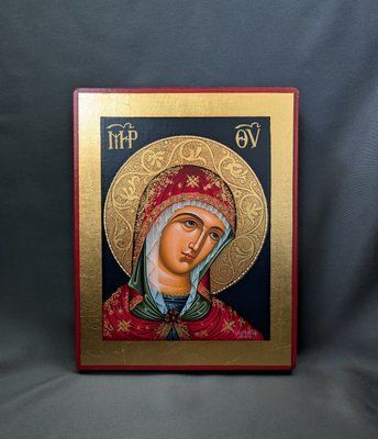 Писана грецька ікона Пресвятої Богородиці 15 x 19 см M 69 фото