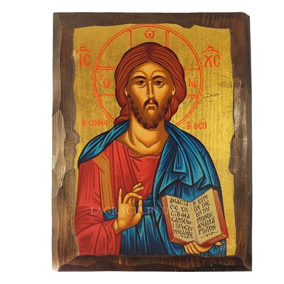 Дерев'яна писана ікона Ісус Христос Пантократор 22 Х 28 см m 122 фото